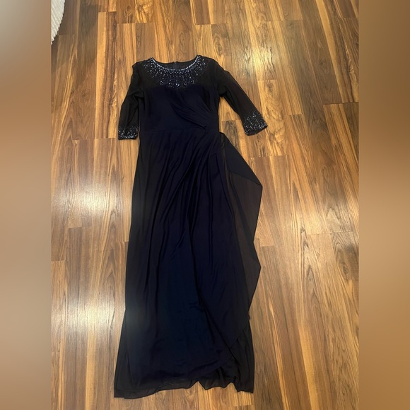 Alex Evenings Navy Long Sleeve Dress - Picture 3 of 12